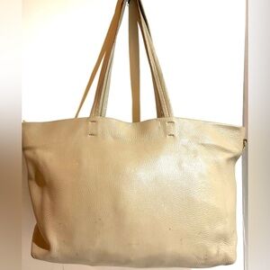 Cuyana Beige pebble Leather Tote Bag